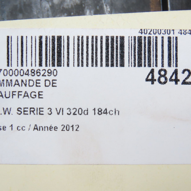 Commande de chauffage occasion B.M.W. SERIE 3 VI Phase 1 11-2011->... 320d 184ch 64119363546 5
