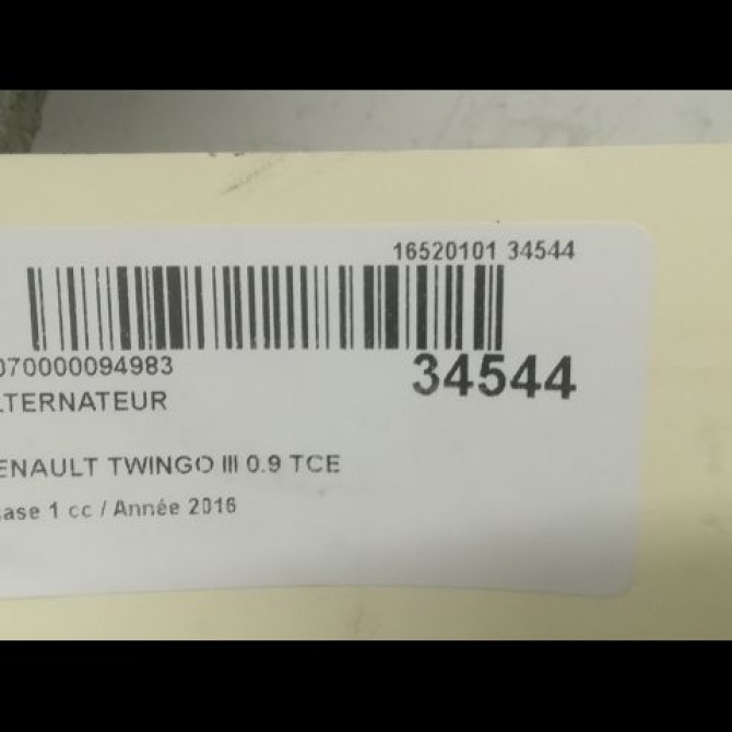 Alternateur occasion RENAULT TWINGO III Phase 1 06-2014->... 0.9 TCE 12v 90ch 231002854R 4