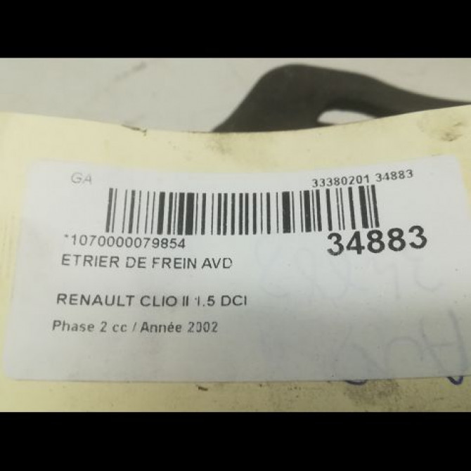 Etrier de frein avant droit occasion RENAULT CLIO II Phase 2 06-2001->07-2006 1.5 DCI 65ch 7701207959 3