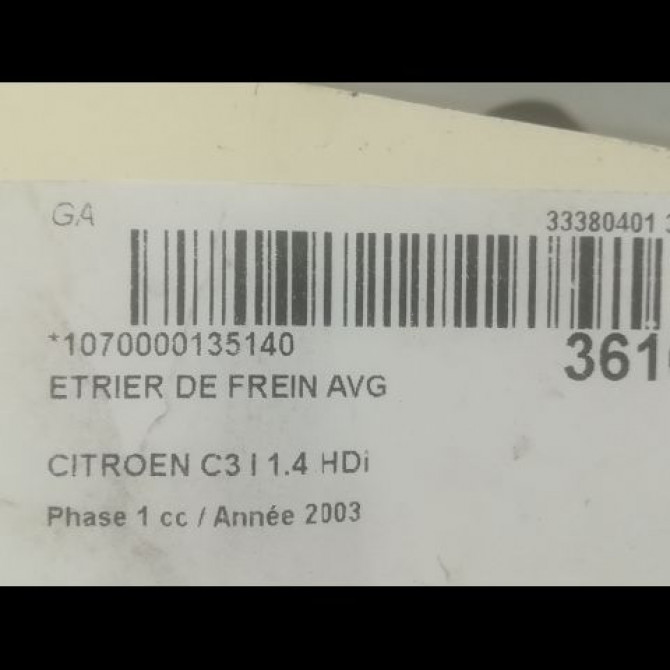 Etrier de frein avant gauche occasion CITROEN C3 I Phase 1 04-2002->10-2005 1.4 HDi 4401E0 3