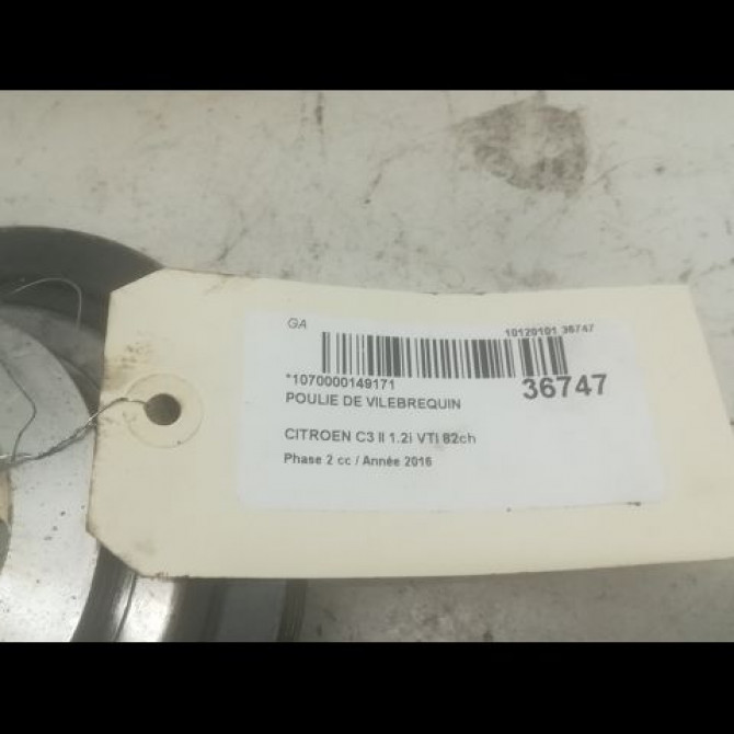 Poulie de vilebrequin occasion CITROEN C3 II Phase 2 03-2013->12-2016 1.2i VTI 82ch 9827890780 3