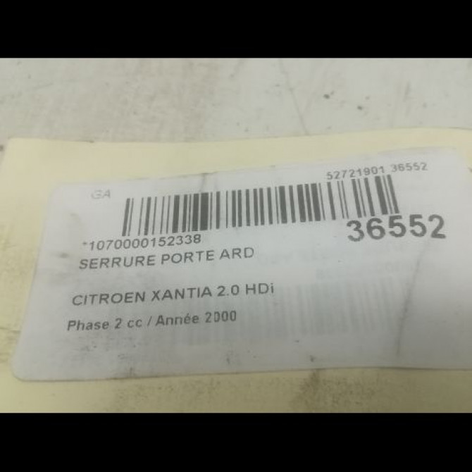 Serrure porte ard occasion CITROEN XANTIA Phase 2 12-1997->06-2001 2.0 HDi 90ch 913859 3