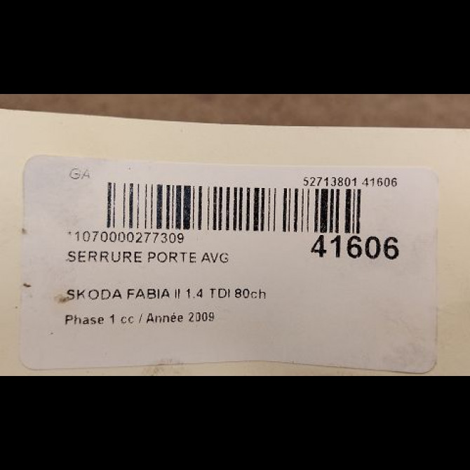 Serrure porte avg occasion SKODA FABIA II Phase 1 05-2007->03-2010 1.4 TDI 80ch 5J1837015 3