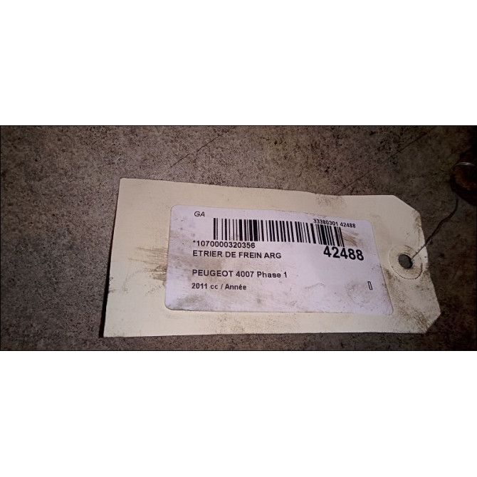 Etrier de frein arrière gauche occasion PEUGEOT 4007 Phase 1 07-2007->03-2013 4400V1 4