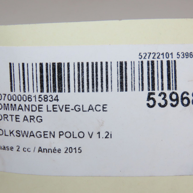 Commande leve-glace porte arrière gauche occasion VOLKSWAGEN POLO V Phase 2 02-2014->... 1.2i 90ch 6C0959855WHS 4