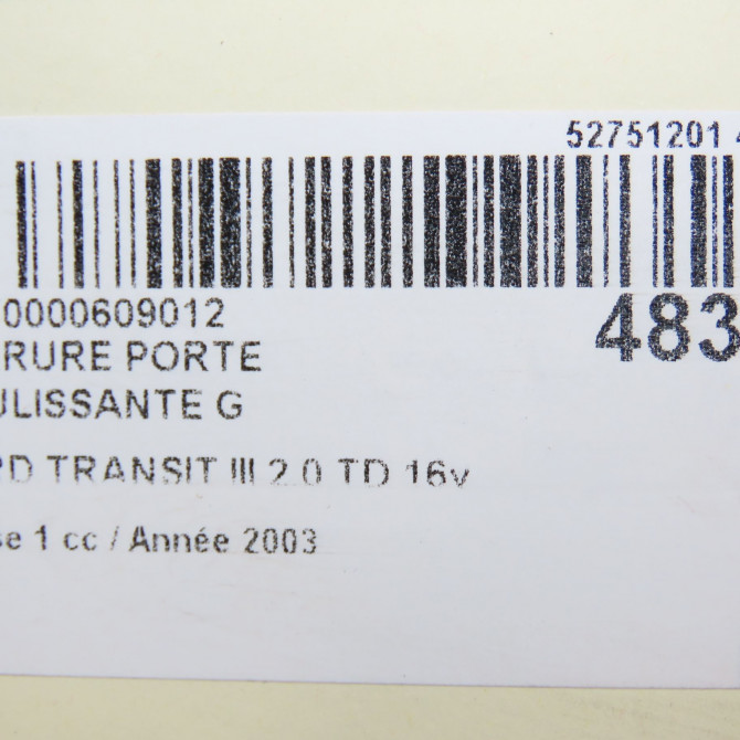 Serrure porte coulissante g occasion FORD TRANSIT III Phase 1 08-2000->09-2006 2.0 TD 16v 100ch 5