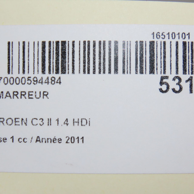 Démarreur occasion CITROEN C3 II Phase 1 11-2009->02-2013 1.4 HDi 5802Z8 7