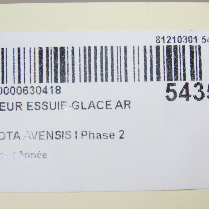 Moteur essuie-glace arrière occasion TOYOTA AVENSIS I Phase 2 09-2000->05-2003 8513005091 6