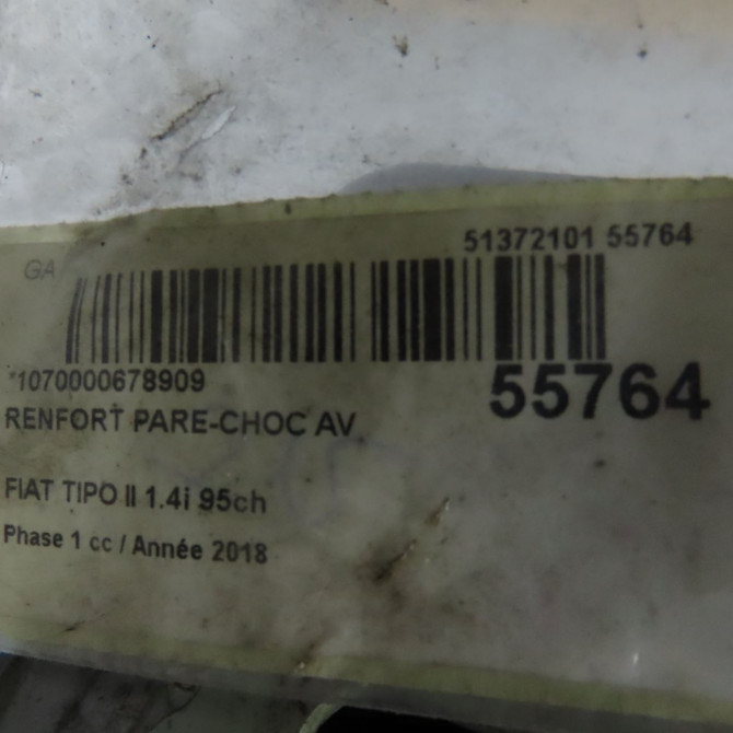 Renfort pare-choc avant occasion FIAT TIPO II Phase 1 12-2015->... 1.4i 95ch 52168818 4
