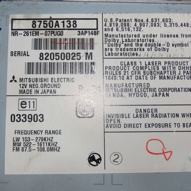 Autoradio occasion PEUGEOT 4007 Phase 1 07-2007->03-2013 2.2 HDI 16v 1608124380 7