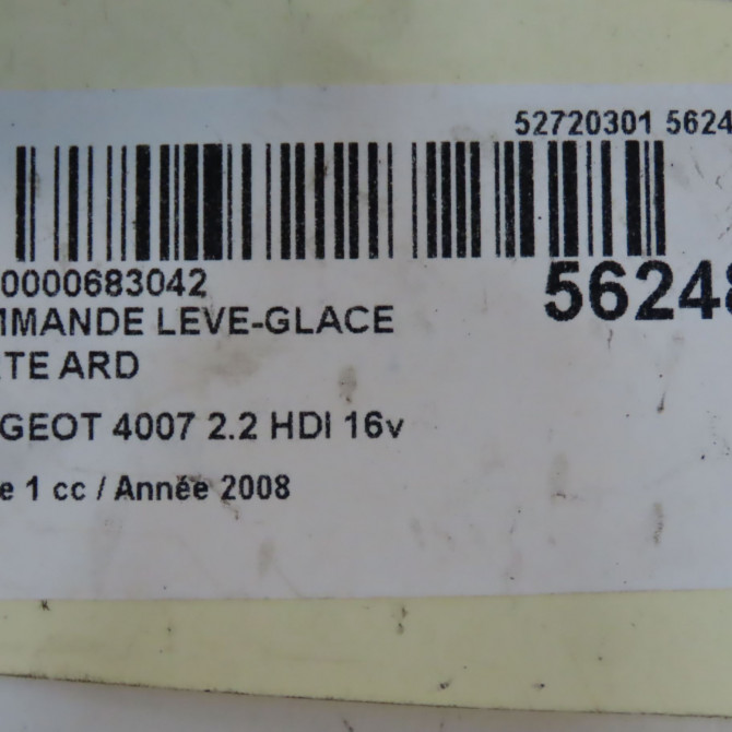 Commande leve-glace porte arrière droite occasion PEUGEOT 4007 Phase 1 07-2007->03-2013 2.2 HDI 16v 6490T1 8