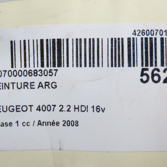 Ceinture arrière gauche occasion PEUGEOT 4007 Phase 1 07-2007->03-2013 2.2 HDI 16v 8976T1 6