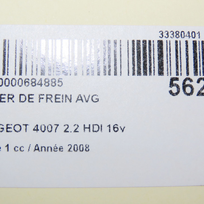 Etrier de frein avant gauche occasion PEUGEOT 4007 Phase 1 07-2007->03-2013 2.2 HDI 16v 4400T9 6