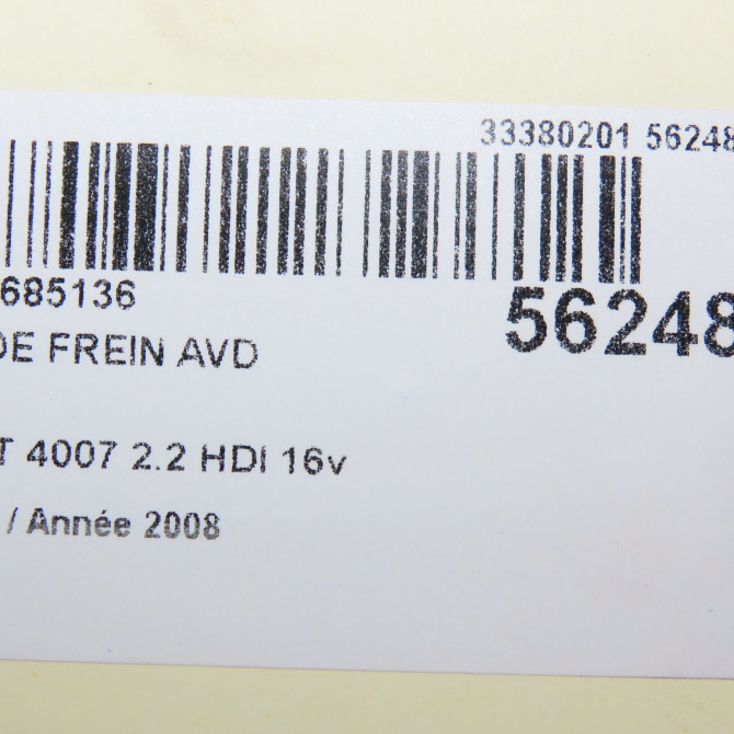 Etrier de frein avant droit occasion PEUGEOT 4007 Phase 1 07-2007->03-2013 2.2 HDI 16v 4400V0 6