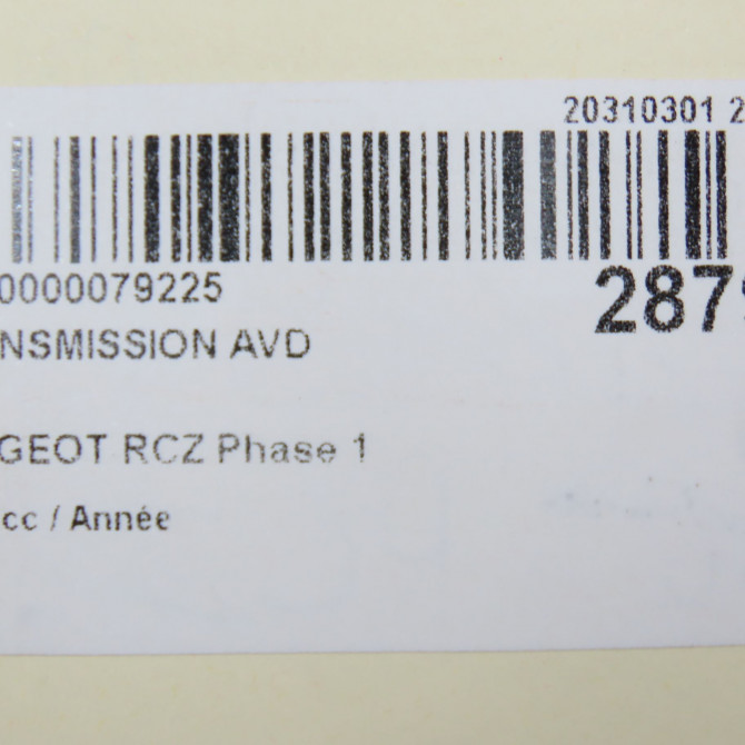 Transmission avant droite occasion PEUGEOT RCZ Phase 1 01-2010->12-2012 3273XR 6