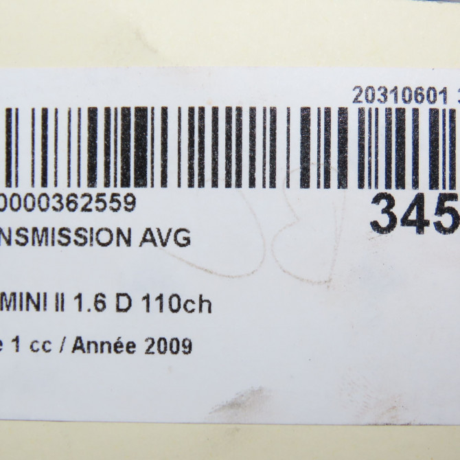 Transmission avant gauche occasion MINI MINI II Phase 1 09-2006->12-2010 1.6 D 110ch 31608605467 7