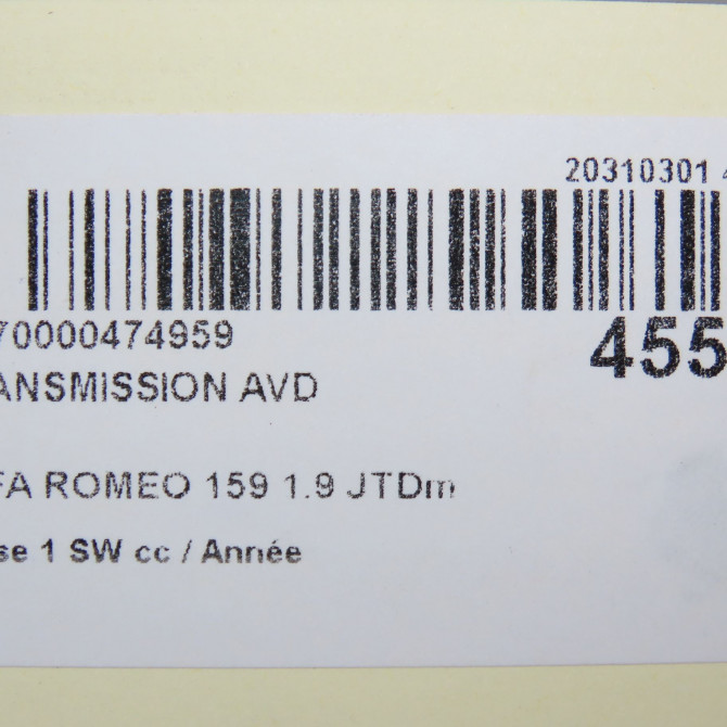 Transmission avant droite occasion ALFA ROMEO 159 Phase 1 04-1995->04-1999 1.9 JTDm 120ch 51876372 6