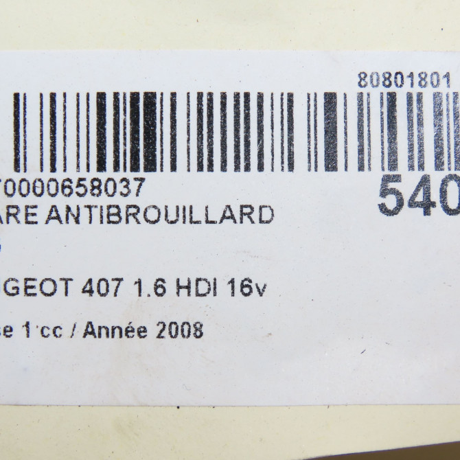 Phare antibrouillard avant gauche occasion PEUGEOT 407 Phase 1 04-2004->07-2008 1.6 HDI 16v 620836 6