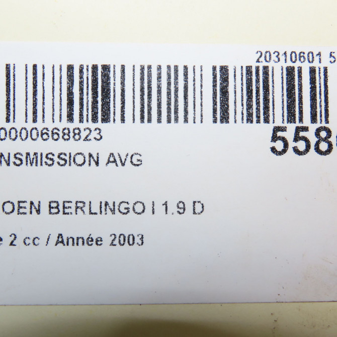 Transmission avant gauche occasion CITROEN BERLINGO I Phase 2 11-2002->10-2010 1.9 D 5