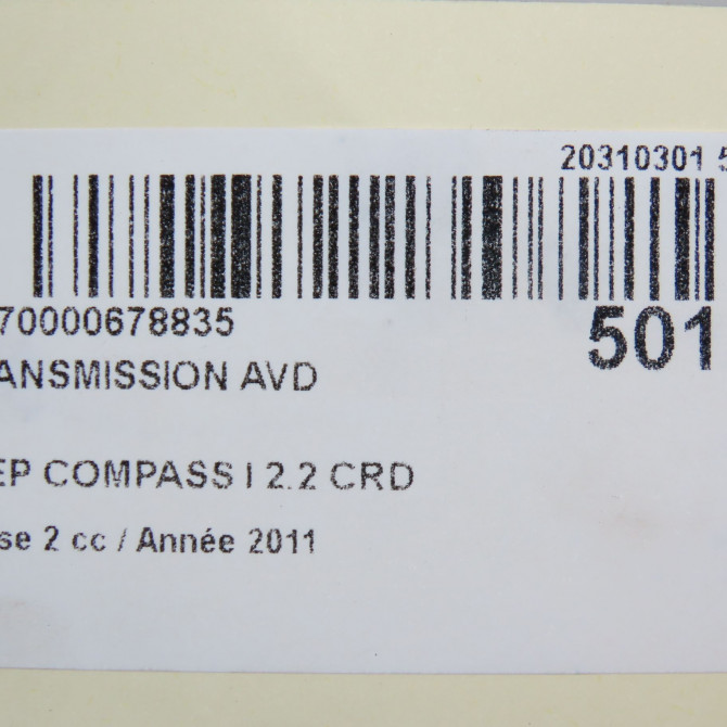Transmission avant droite occasion JEEP 146 Phase 1 04-1995->04-1999 2.2 CRD 136ch 7