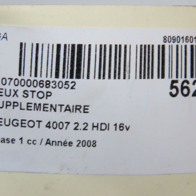 Feux stop supplementaire occasion PEUGEOT 4007 Phase 1 07-2007->03-2013 2.2 HDI 16v 6351CJ 5