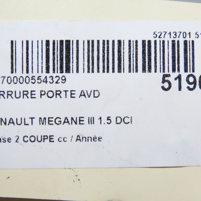 Serrure porte avd occasion  805020003R 7