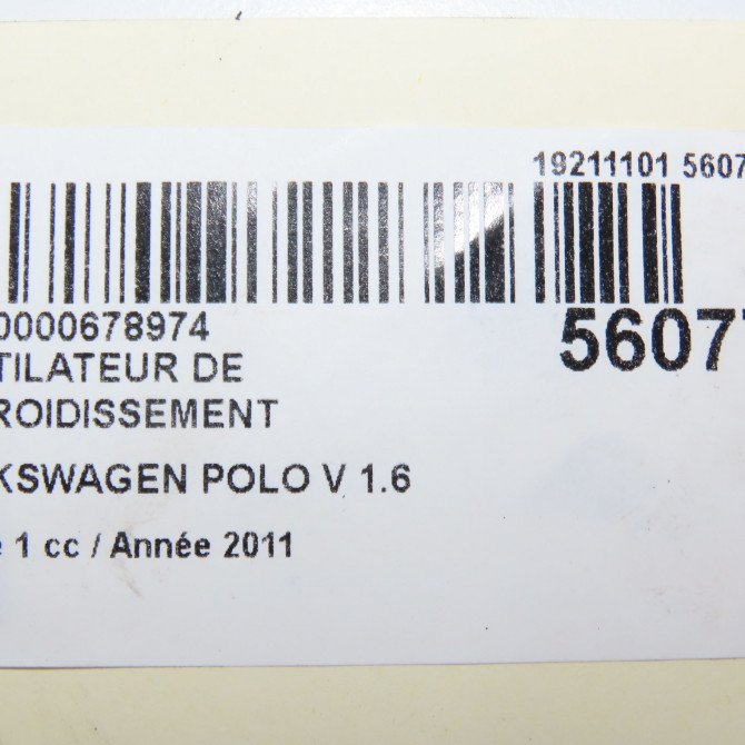 Ventilateur de refroidissement occasion VOLKSWAGEN POLO V POLO V Phase 1 2009-09-01->2014-05-31 1.6 TDI 90 6R0959455E 5