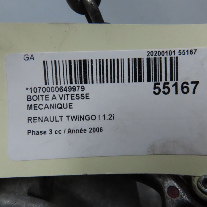 Boîte à vitesse mecanique occasion RENAULT TWINGO I Phase 3 08-2000->06-2007 1.2i 7701723248 7