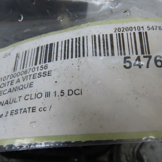 Boîte à vitesse mecanique occasion RENAULT CLIO III phase 2 ESTATE 03-2009->12-2014 1.5 DCI 85ch 8200815546 6