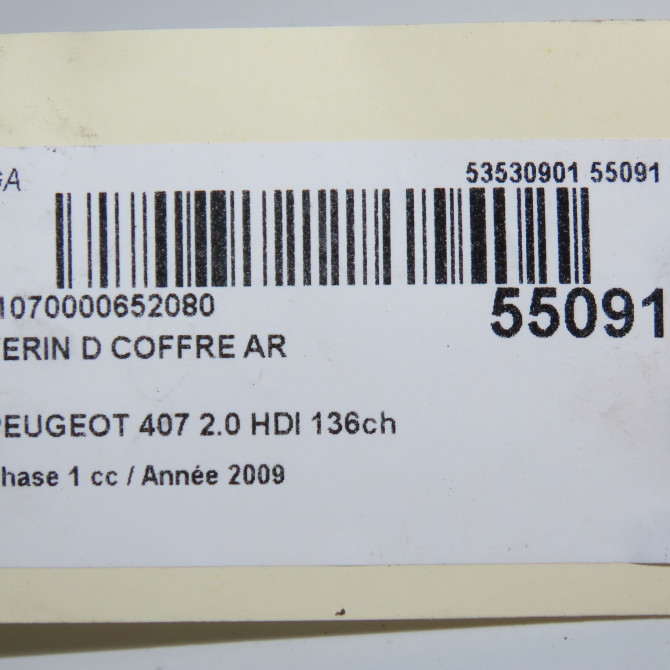 Verin droit coffre arrière occasion PEUGEOT 407 Phase 1 04-2004->07-2008 2.0 HDI 136ch 8731K4 6