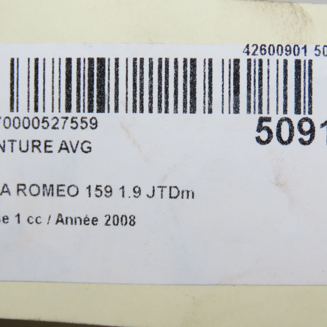 Ceinture avant gauche occasion ALFA ROMEO 159 Phase 1 09-2005->05-2013 1.9 JTDm 120ch 156079088 5