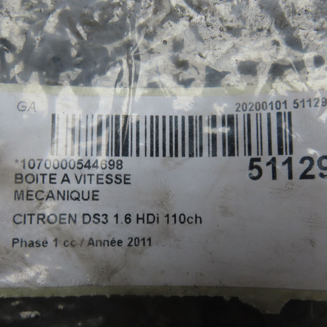 Boîte à vitesse mecanique occasion CITROEN DS3 Phase 1 11-2009->03-2014 1.6 HDi 110ch 2231X0 6