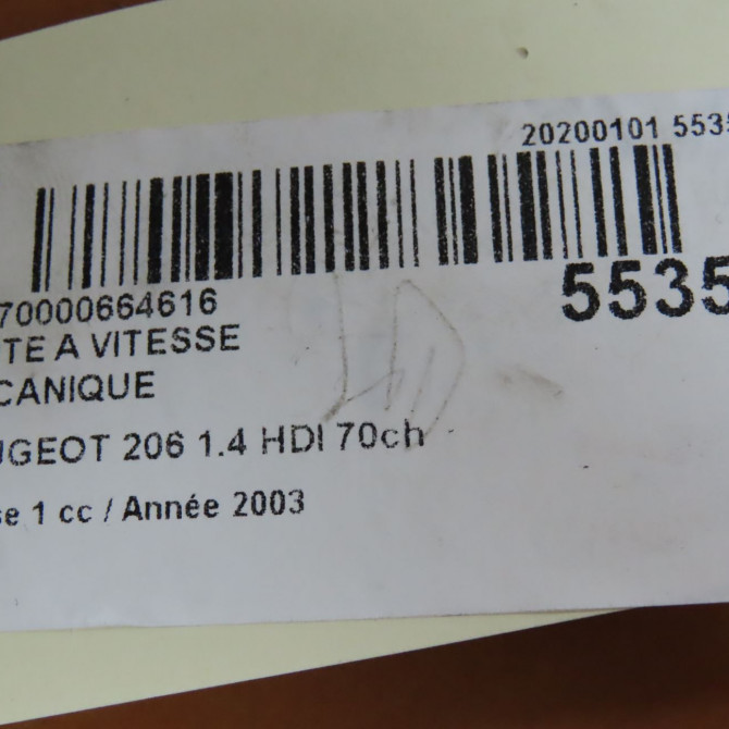 Boîte à vitesse mecanique occasion PEUGEOT 206 Phase 1 09-1998->03-2009 1.4 HDI 70ch 2222WW 7