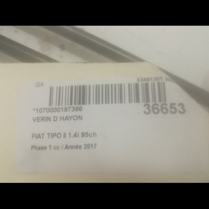 Verin droit hayon occasion FIAT TIPO II Phase 1 12-2015->... 1.4i 95ch 52090772 2