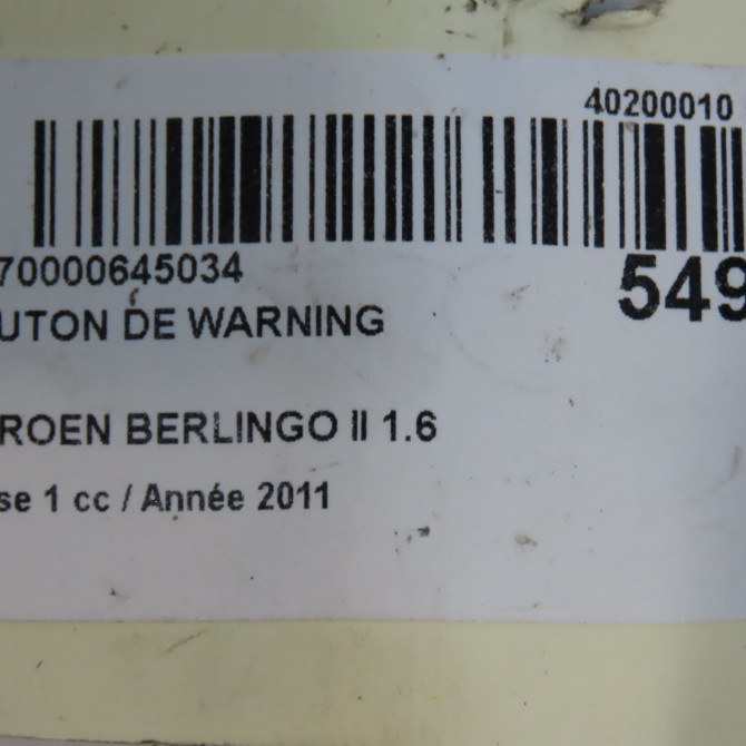 Bouton de warning occasion CITROEN BERLINGO II Phase 1 05-2008->01-2012 1.6 HDI 16v 75ch 6990L2 5