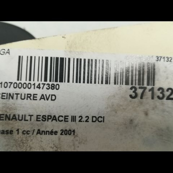 Ceinture avant droite occasion RENAULT ESPACE III Phase 1 12-1996->09-2002 2.2 DCI 115ch 6025313598 4