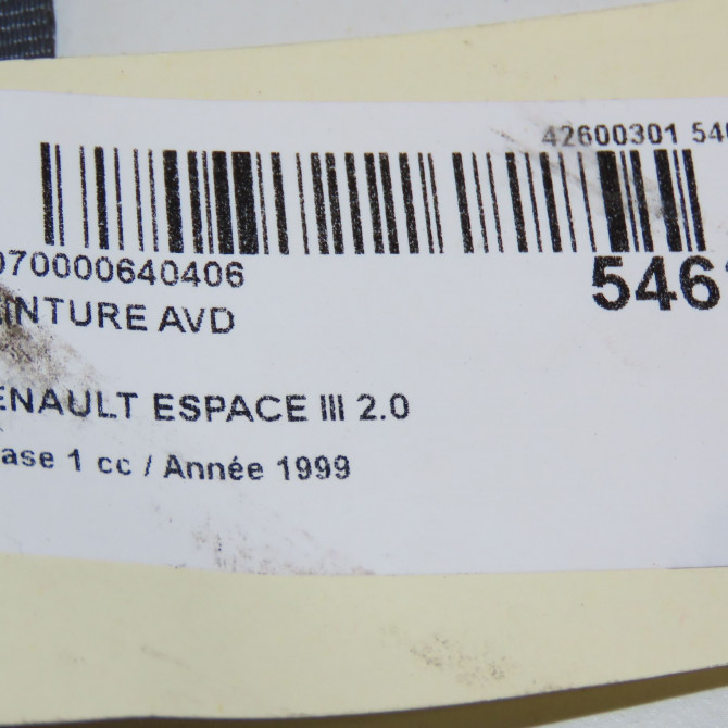 Ceinture avant droite occasion RENAULT ESPACE III Phase 1 12-1996->09-2002 2.0 6025313598 6