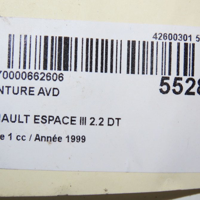 Ceinture avant droite occasion RENAULT ESPACE III Phase 1 12-1996->09-2002 2.2 DT 6025313598 5