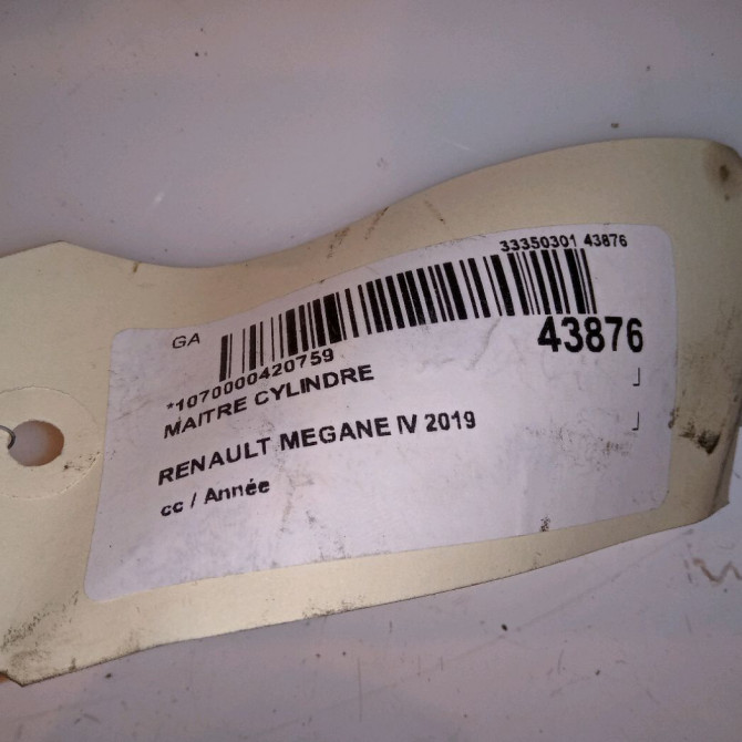 Maitre cylindre occasion RENAULT MEGANE IV Phase 1 12-2015->... 1.5 DCi 115ch 460117706R 4