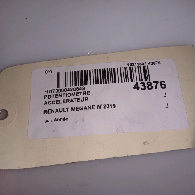 Potentiometre accelerateur occasion RENAULT MEGANE IV Phase 1 12-2015->... 1.5 DCi 115ch 5