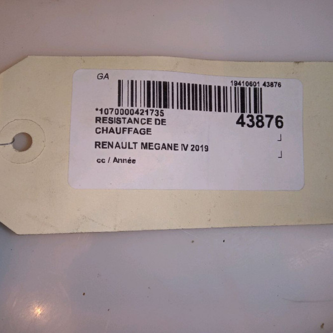 Resistance de chauffage occasion RENAULT MEGANE IV Phase 1 12-2015->... 1.5 DCi 115ch 7701207715 4