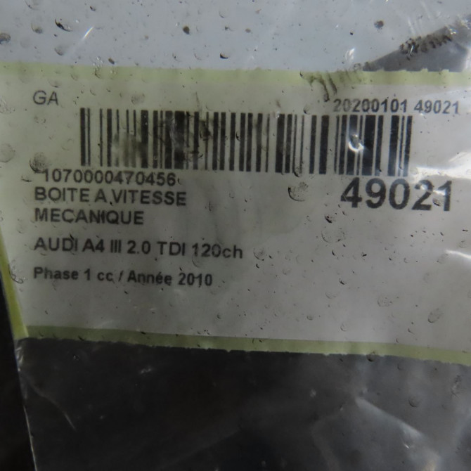 Boîte à vitesse mecanique occasion AUDI A4 III Phase 1 01-2008->10-2011 2.0 TDI 120ch B1300027LX 6