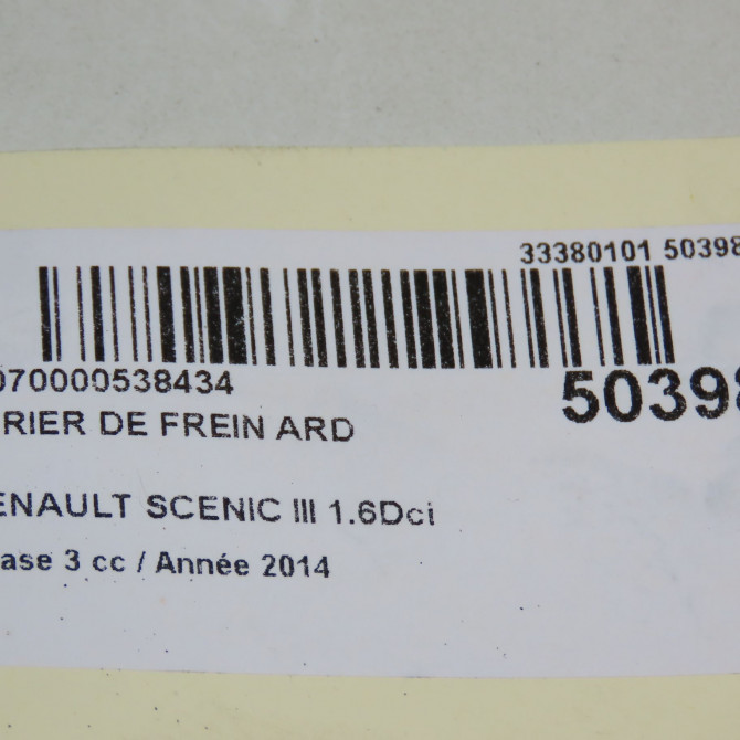 Etrier de frein arrière droit occasion RENAULT SCENIC III Phase 3 04-2013->... 1.6Dci 130ch 440019012R 6