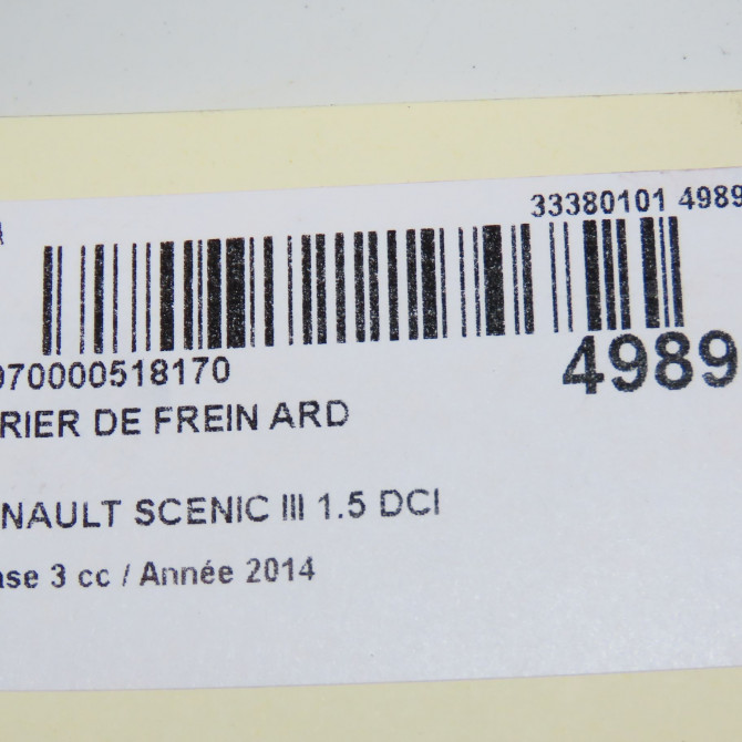 Etrier de frein arrière droit occasion RENAULT SCENIC III Phase 3 04-2013->... 1.5 DCI 110ch 440019012R 7