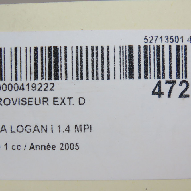 Retroviseur exterieur manuel droit occasion DACIA LOGAN I Phase 1 06-2005->06-2008 1.4 MPI 963015207R 7
