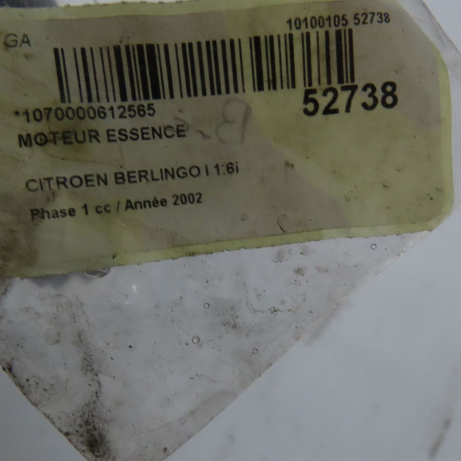 Moteur essence occasion CITROEN BERLINGO I Phase 1 09-1996->11-2002 1.6i 110ch 1353X 6
