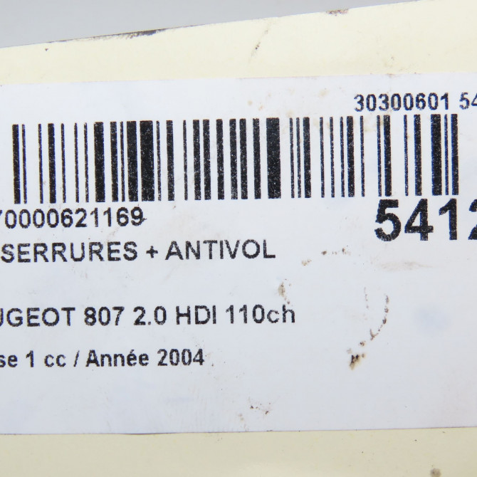Kit serrures + antivol occasion PEUGEOT 807 Phase 1 06-2002->12-2014 2.0 HDI 110ch 4162Y4 8
