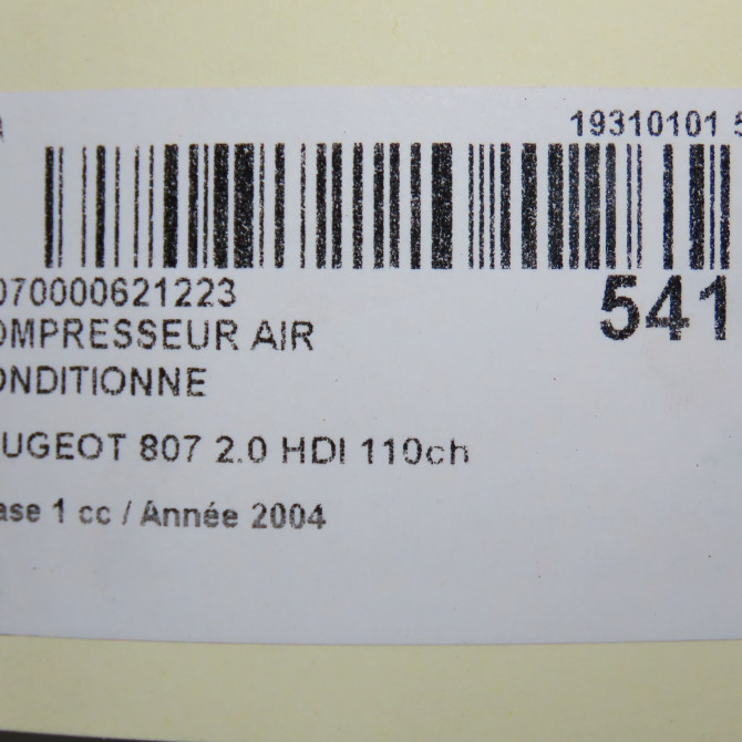 Compresseur air conditionne occasion PEUGEOT 807 Phase 1 06-2002->12-2014 2.0 HDI 110ch 6453JN 8
