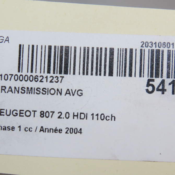 Transmission avant gauche occasion PEUGEOT 807 Phase 1 06-2002->12-2014 2.0 HDI 110ch 3272RL 5