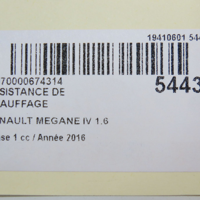 Resistance de chauffage occasion RENAULT MEGANE IV Phase 1 12-2015->... 1.6 DCI 130ch 7701207715 4